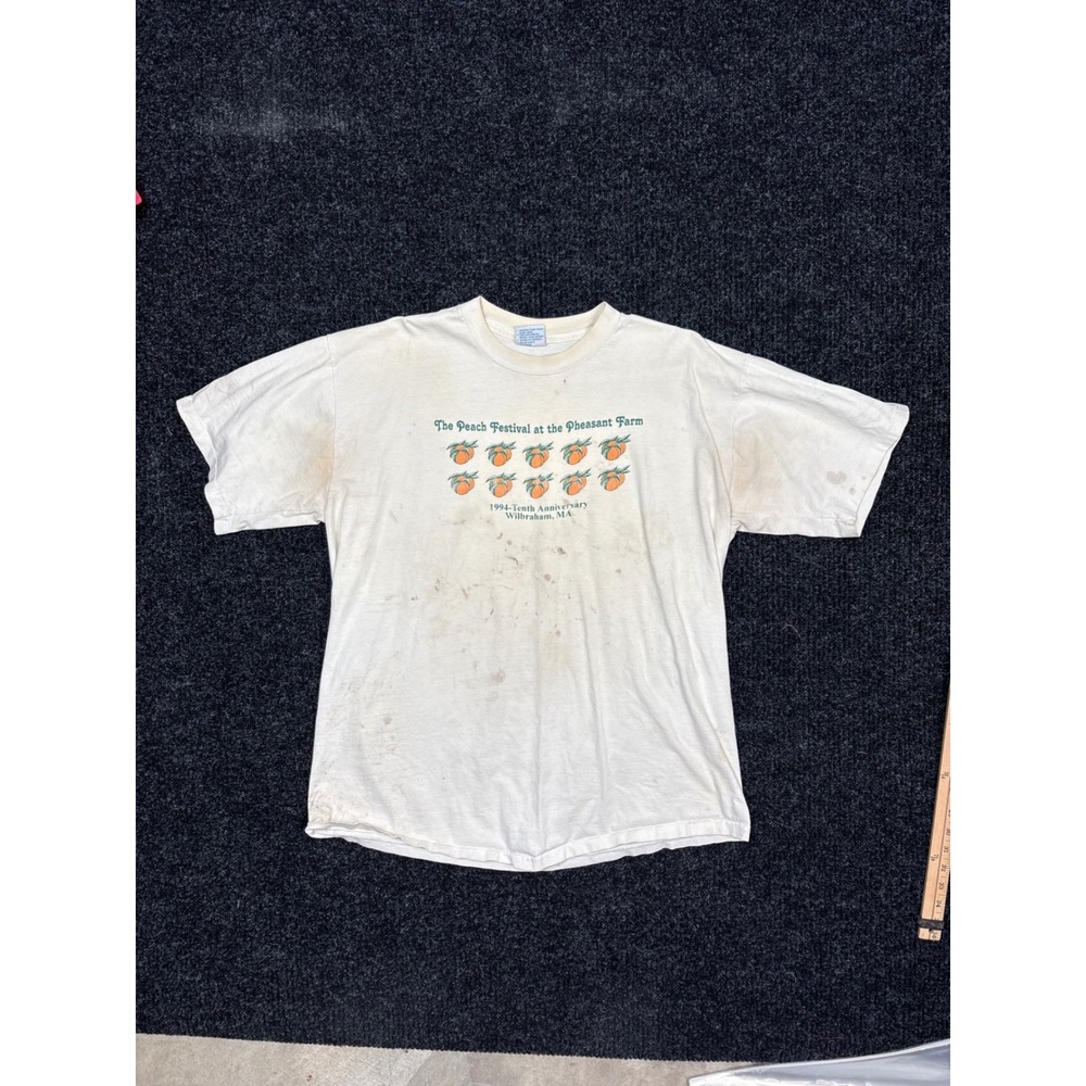 Vintage 1994 All Sport The Peach Festival Wilbraham MA T-Shirt Cream XXL USA
